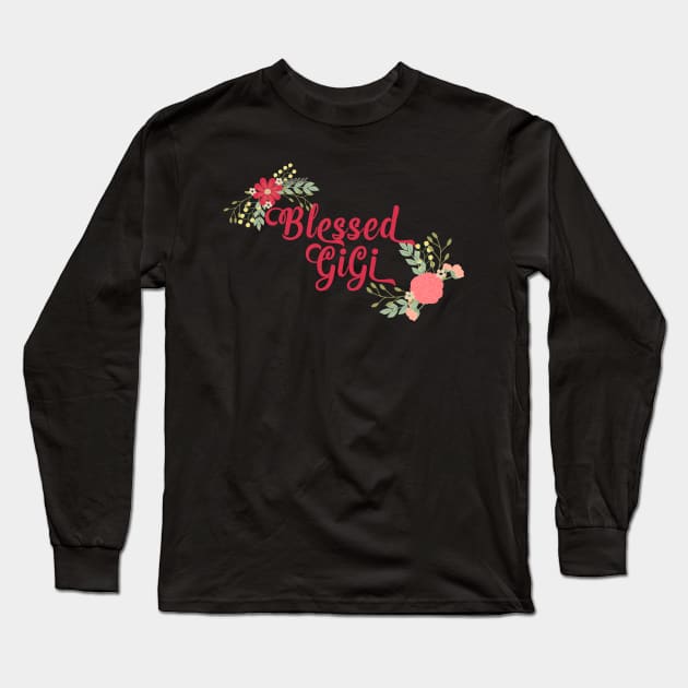 Blessed GiGi Floral Christian Grandma Design Long Sleeve T-Shirt by g14u